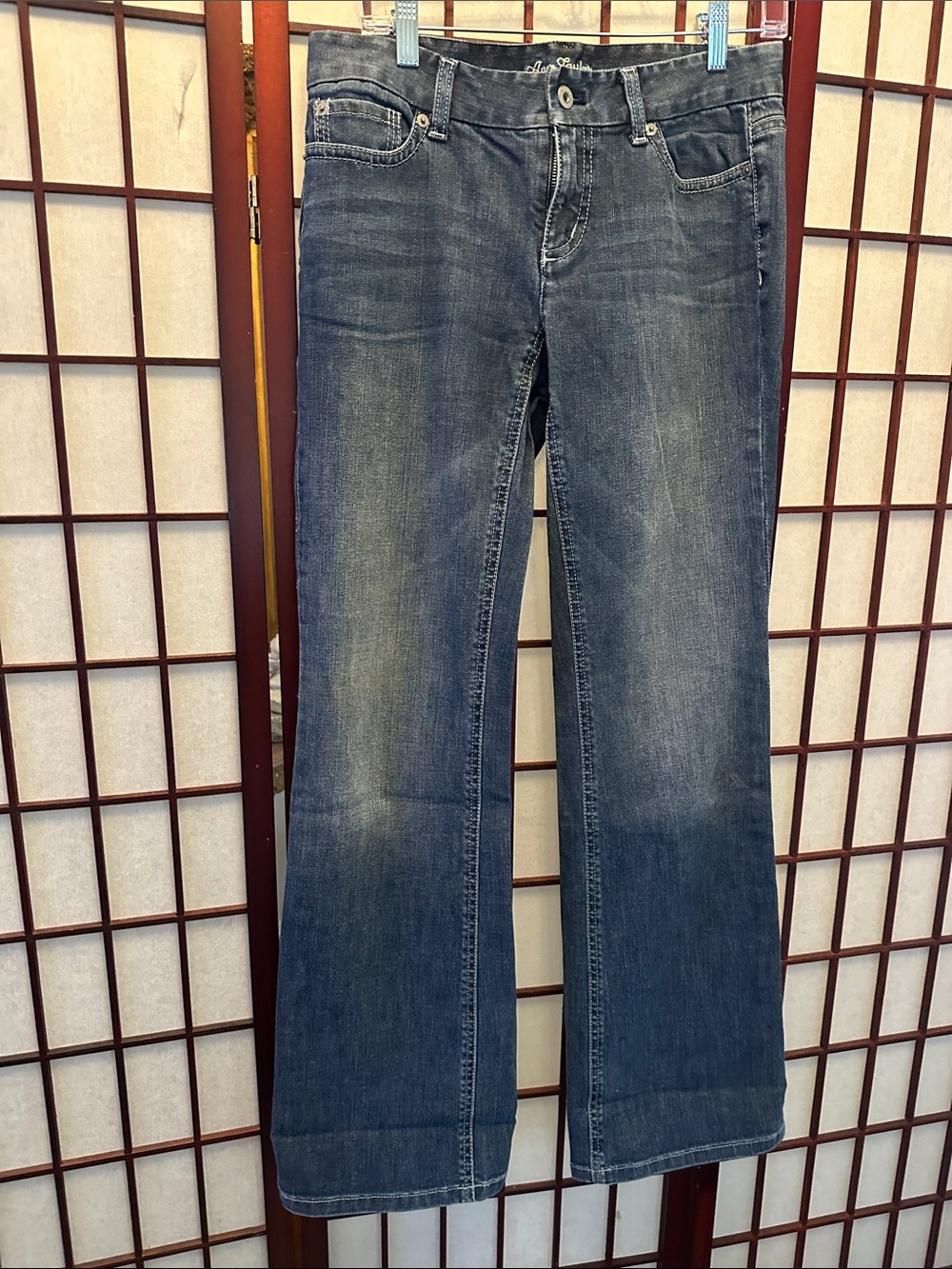 Ann Taylor Women's Flare Jeans in Faded Dark Blue Denim